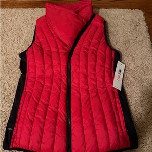 Calvin Klein Red and Black Quilted Puffer Vest